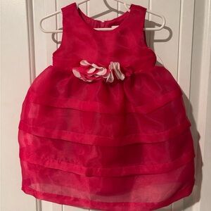 Place Red Layered Organza Flower-Accent Formal Dress for Kids